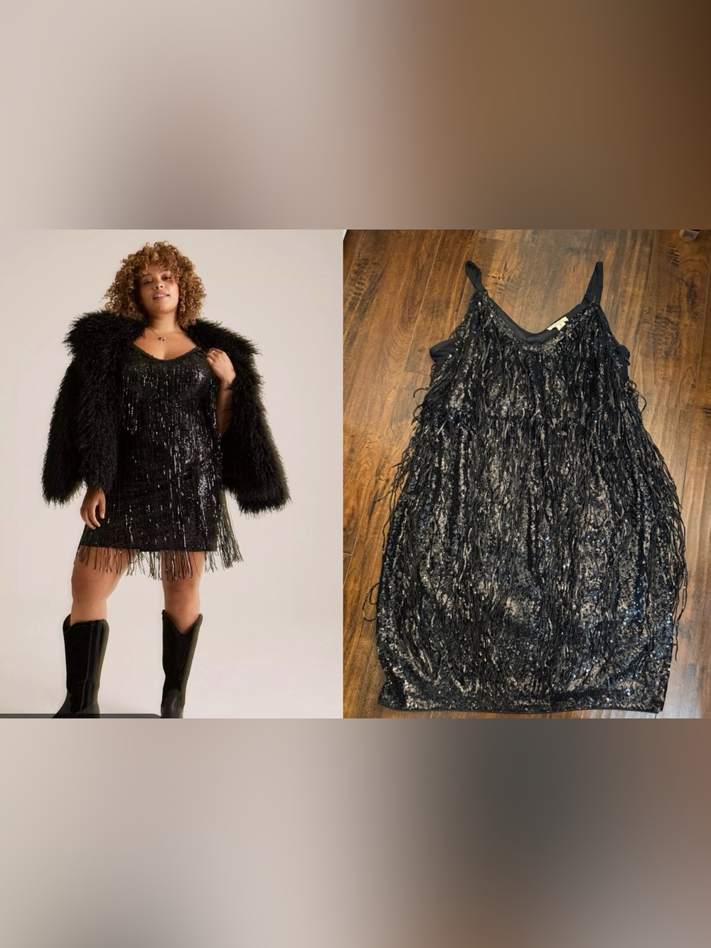 Torrid Festi Black Sequin Fringe Dress 16 Plus Flapper Gatsby Party